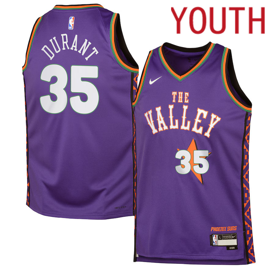 Youth Phoenix Suns #35 Kevin Durant Nike Purple City Edition 2024-25 Swingman Player NBA Jersey->youth nba jersey->Youth Jersey